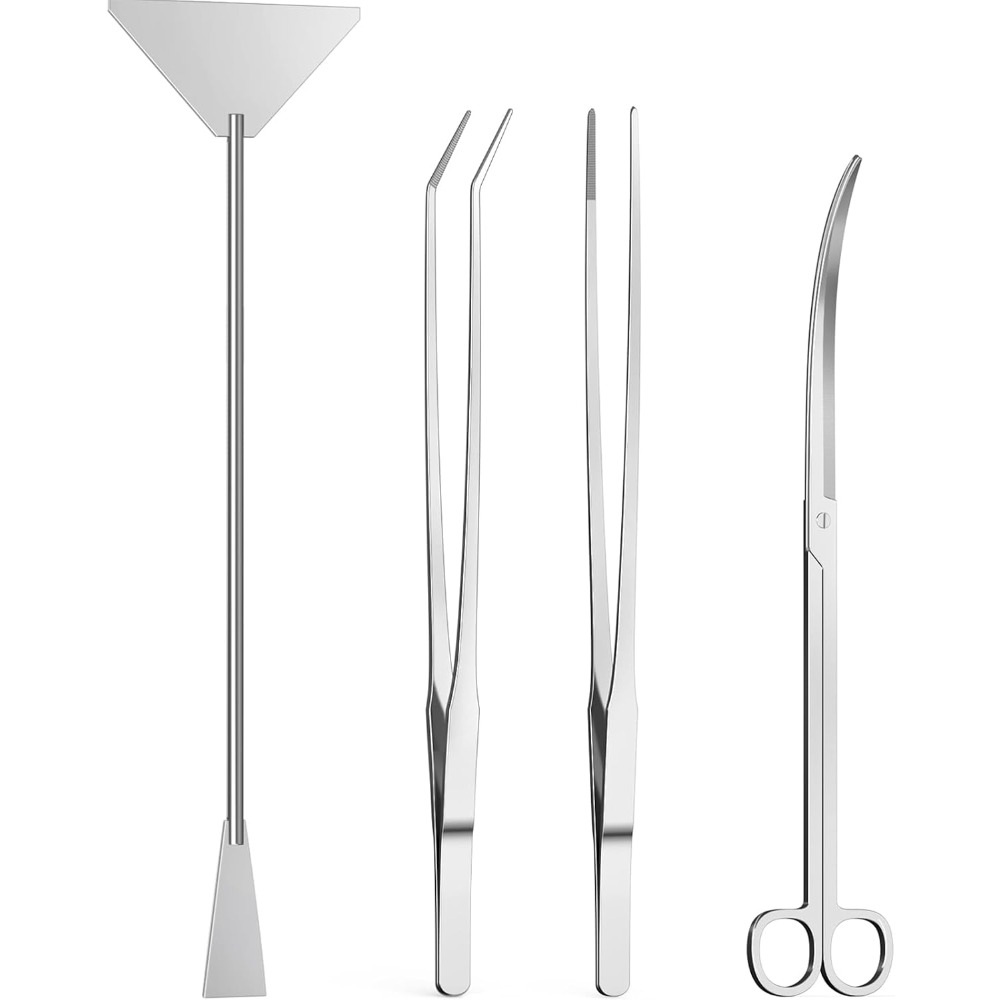 Planted Aquarium Cleaning Kit - ชุดเครื่องมือจัดสวนใต้น้ำแบบมืออาชีพ แหนบสแตนเลสยาว กรรไกร ที่ขูดตะไคร่น้ำ สำหรับดูแลต้นไม้น้ำในตู้ปลา ชุดทำความสะอาดตู้ปลา
