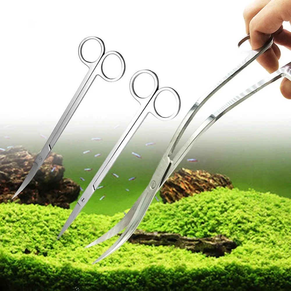 Planted Aquarium Cleaning Kit - พิพิธภัณฑ์สัตว์น้ําน้ําตัดพืชแหนบกรรไกรไม้พาย Aqua Scaping เครื่องมือสแตนเลสทําความสะอาดชุดเครื่องมือถังปลา