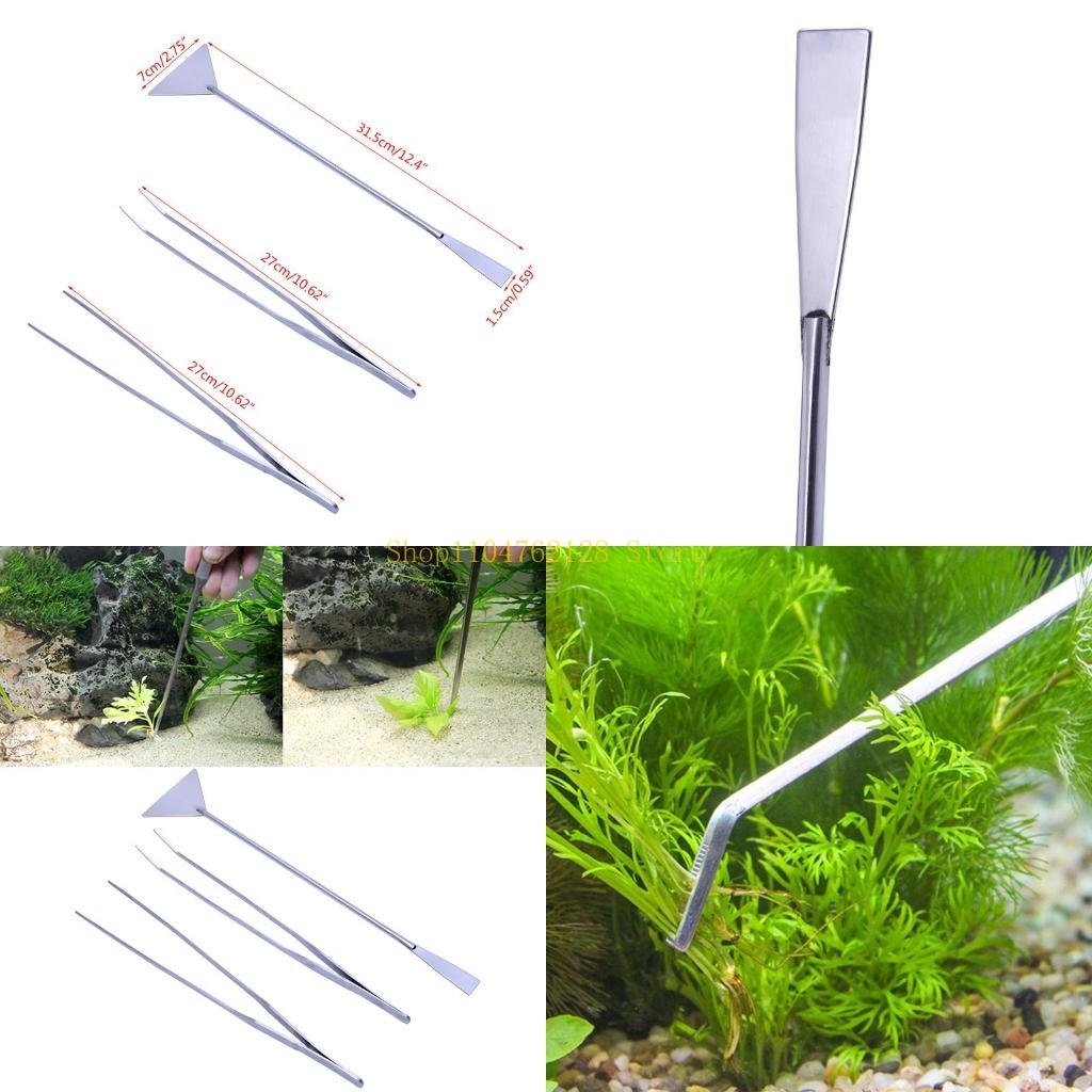 Planted Aquarium Cleaning Kit - 3-Pack Aquarium แหนบไม้พายเครื่องมือสแตนเลสสตีลชุดเครื่องมือทำความสะอาดที่ดีที่สุดขาย
