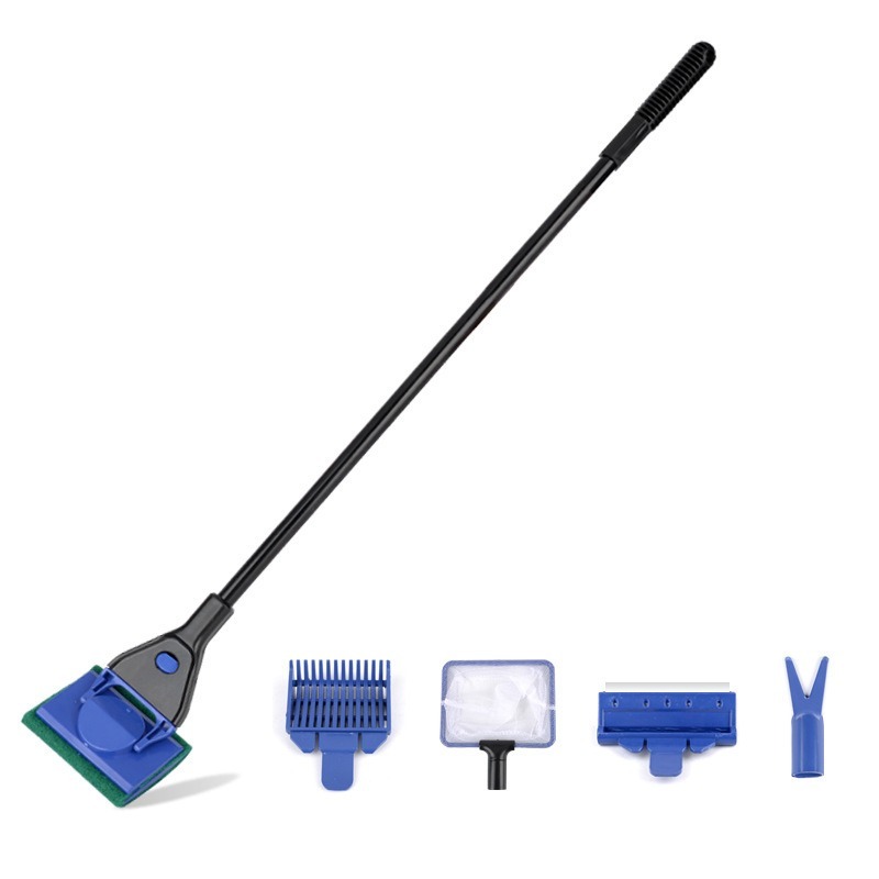 Planted Aquarium Cleaning Kit - ชุดเครื่องมือกำจัดตะไคร่น้ำในตู้ปลา – ชุดทำความสะอาดด้ามยาว 5-in-1 สำหรับกระจกตู้ปลา พืช